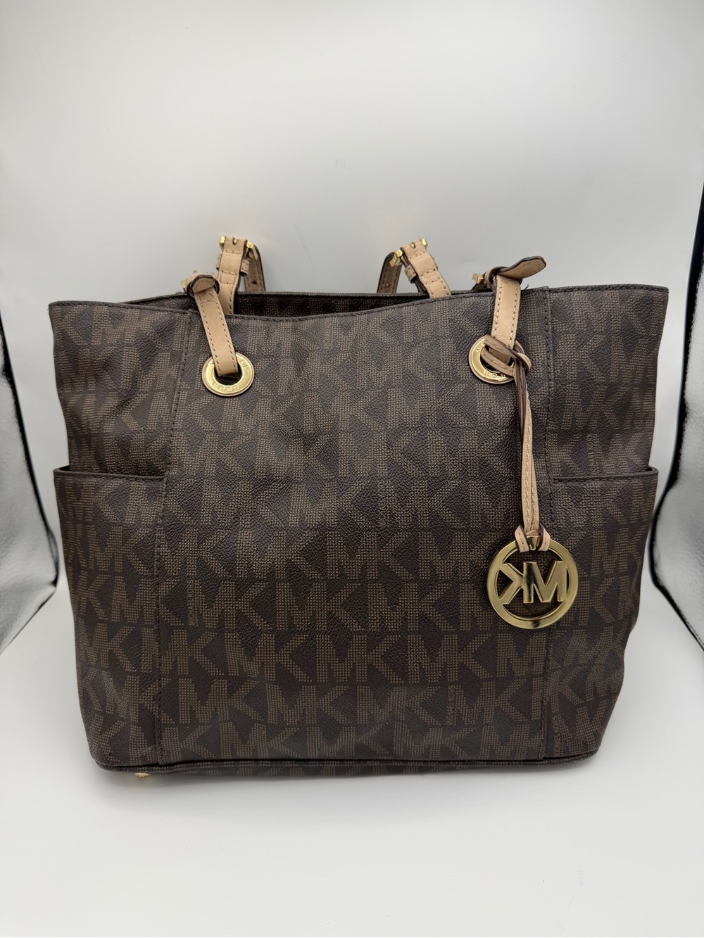 Michael Kors Brown Monogram Jet Set Signature Tote 30S11TTT4B